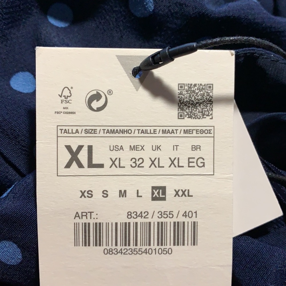 NWT. Zara Blue Polka Dots Midi Dress. Size L. - Picture 7 of 10